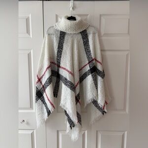 Plaid Turtleneck Poncho Sweater
Lightweight 
One size
NWOT